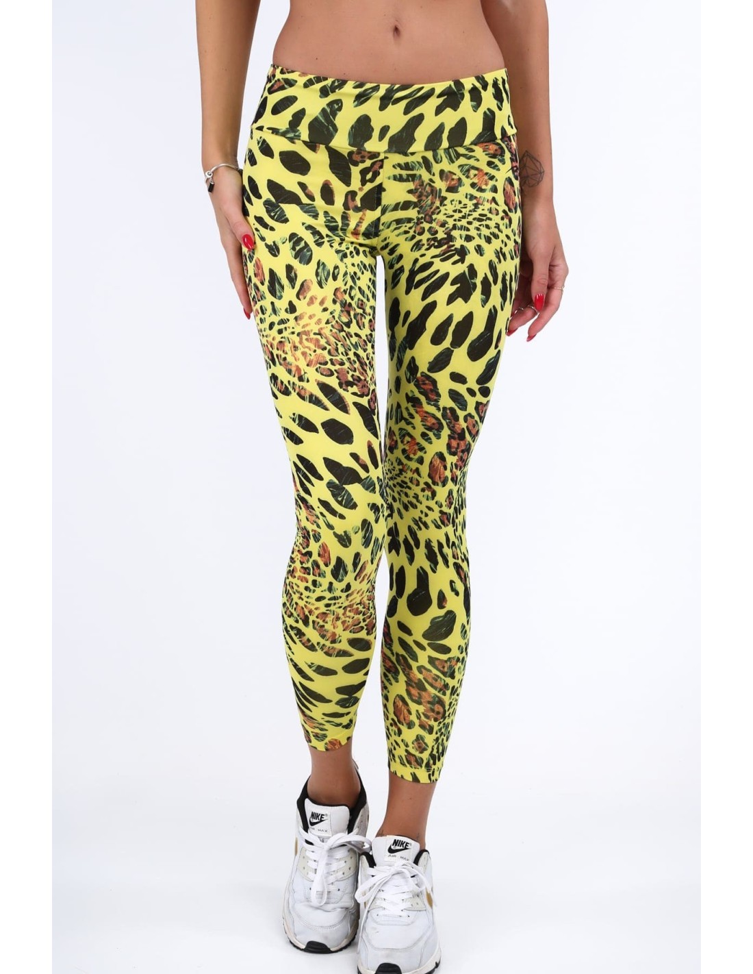 Jambiere sport galbene cu imprimeu leopard H006 - Magazin online - Boutique